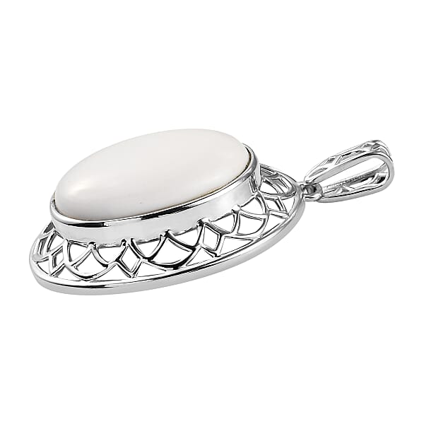 Karis Luna Chalcedony 13.40 Ctw Solitaire Pendant Without Chain In Platinum Bond