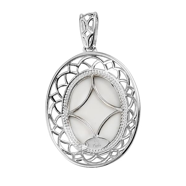 Karis Luna Chalcedony 13.40 Ctw Solitaire Pendant Without Chain In Platinum Bond