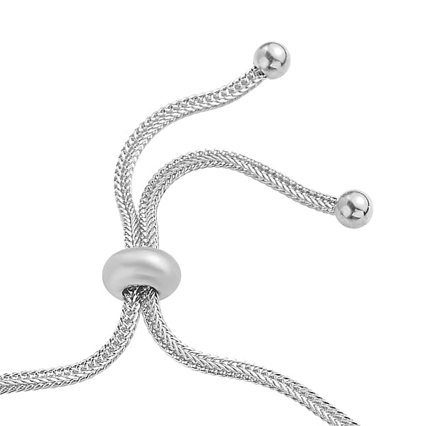 Karis Simulated Multi Diamond 2.20 Ctw Bolo Bracelet In Platinum Bond And Stainless Steel