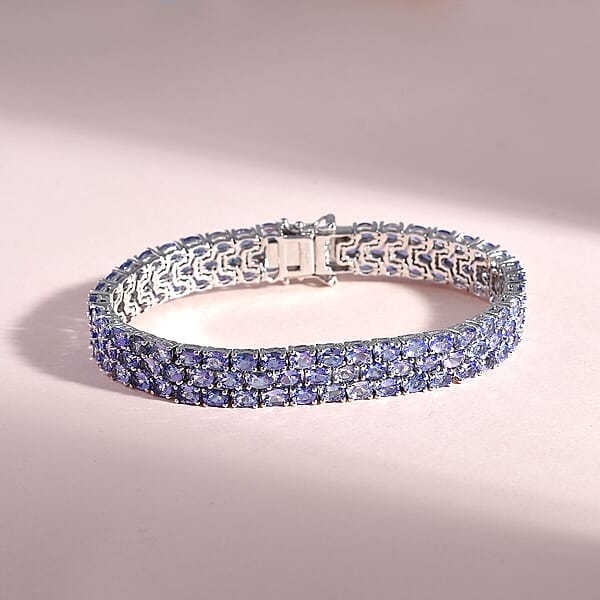 Karis Tanzanite Three-Row Bracelet In Platinum Bond (7.25 In) 20.25 Ctw
