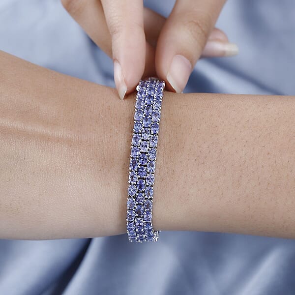 Karis Tanzanite Three-Row Bracelet In Platinum Bond (7.25 In) 20.25 Ctw