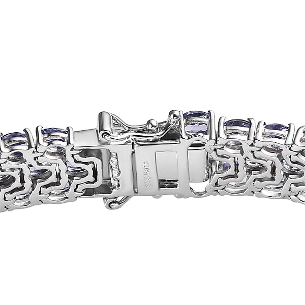 Karis Tanzanite Three-Row Bracelet In Platinum Bond (7.25 In) 20.25 Ctw