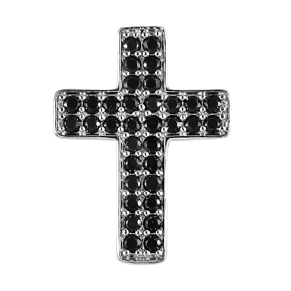 Karis Thai Black Spinel 1.70 ctw Cross Pendant without Chain in Platinum Bond