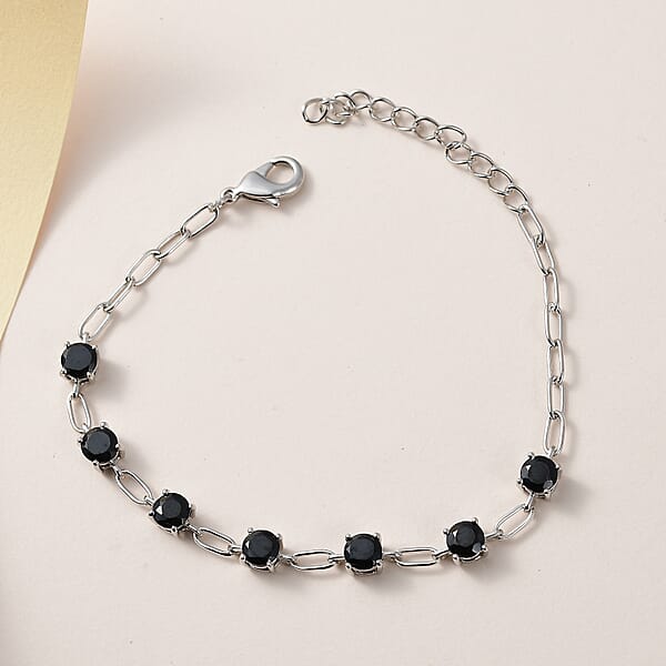 Karis Thai Black Spinel Bracelet In Platinum Bond (6.50 In) 3.85 Ctw