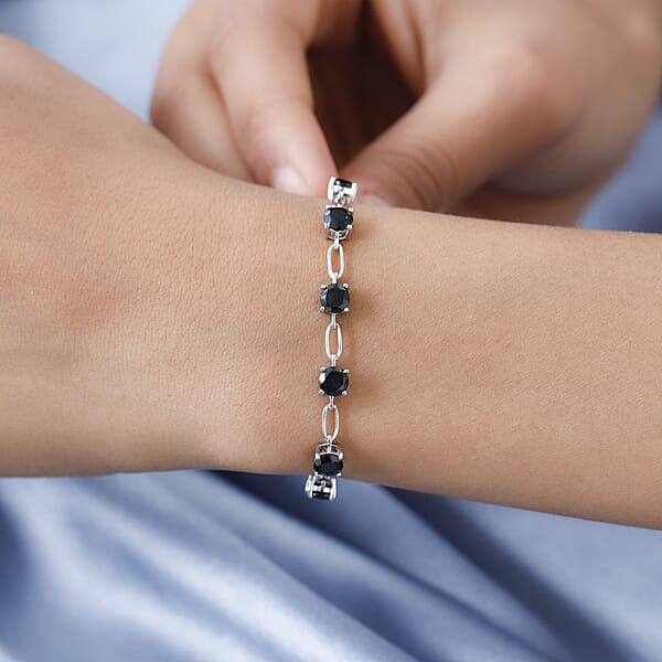 Karis Thai Black Spinel Bracelet In Platinum Bond (6.50 In) 3.85 Ctw