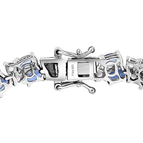 Kashmir Kyanite And White Zircon 20.15 Ctw Bracelet In Rhodium Over Sterling Silver (7.25 In)