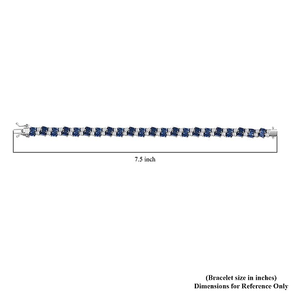 Kashmir Kyanite And White Zircon 20.15 Ctw Bracelet In Rhodium Over Sterling Silver (7.25 In)