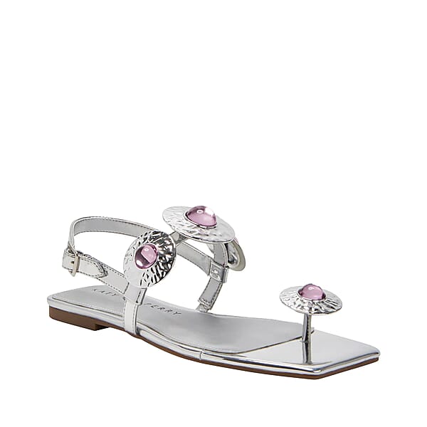 KATY PERRY Silver The Camie Stone Sandal - Size 7