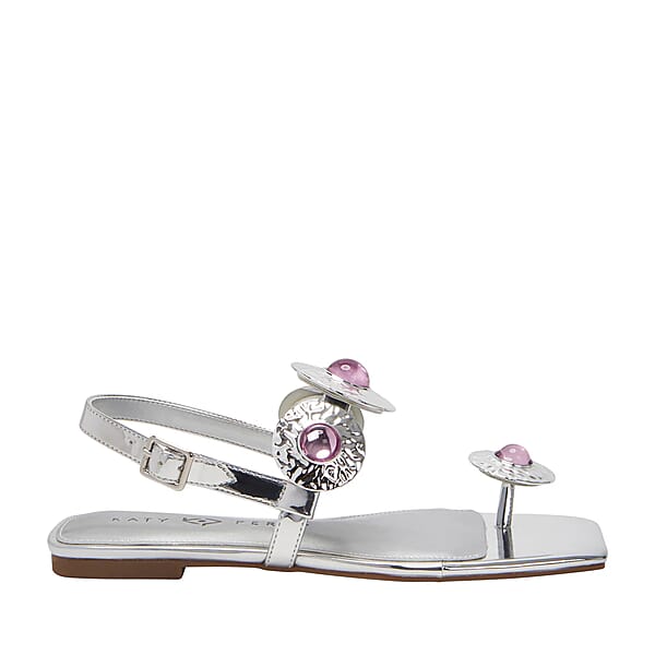 KATY PERRY Silver The Camie Stone Sandal - Size 7