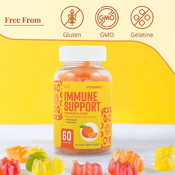 Kelz Vitamin C Immune Support Supplement (Orange Flavor) 60 Gummies