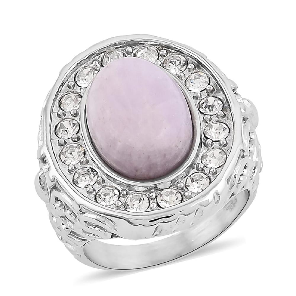Kunzite and Simulated Diamond 3.30 ctw Ring in Stainless Steel