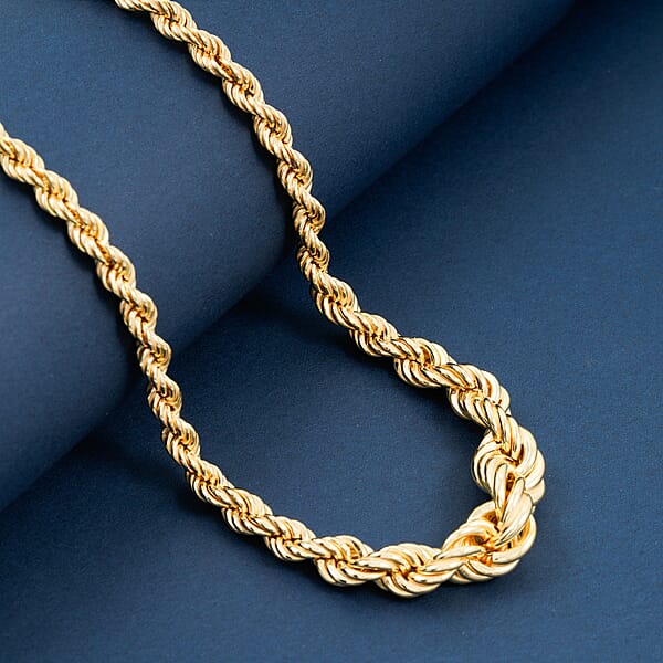 La Bella 14K YG Over Sterling Silver Rope Necklace 20 Inches 22.75 Grams