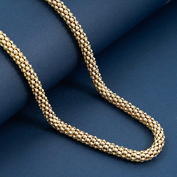 La Bella Italian 14K YG Over Sterling Silver Popcorn Chain Necklace (22 Inches) (24 Grams)