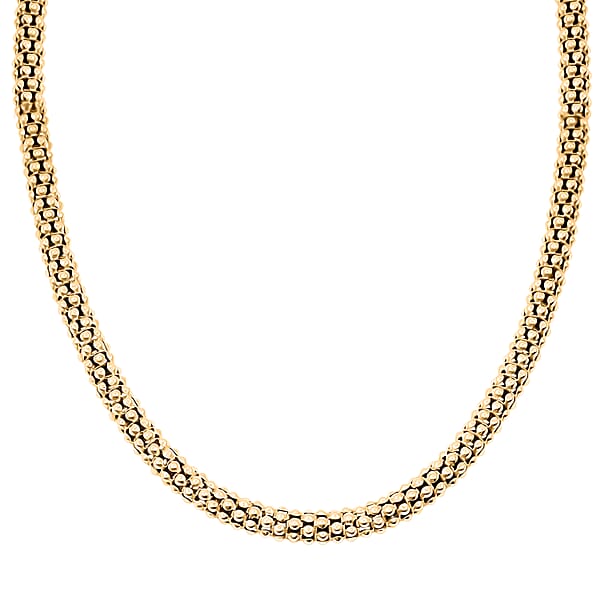 La Bella Italian 14K YG Over Sterling Silver Popcorn Chain Necklace (22 Inches) (24 Grams)