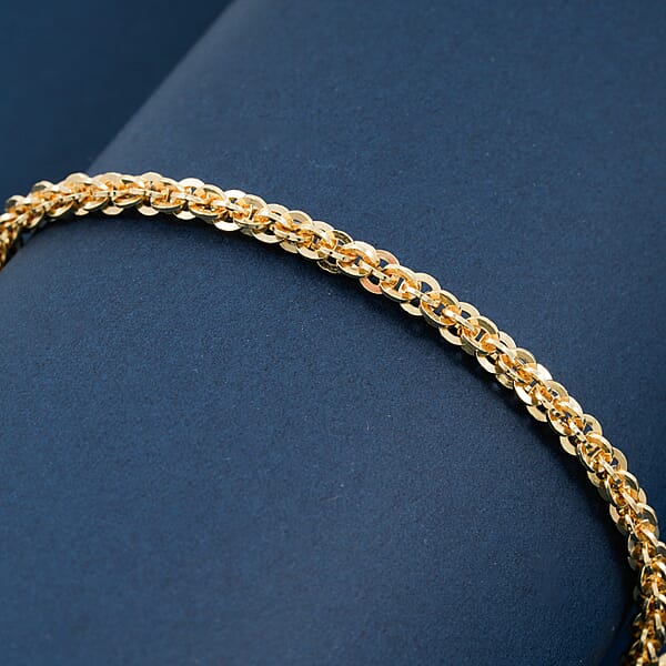 La Bella Italian Cristallino Chain Bracelet In 14K Yellow Gold Over Sterling Silver (7.50 In) 6.8 Grams