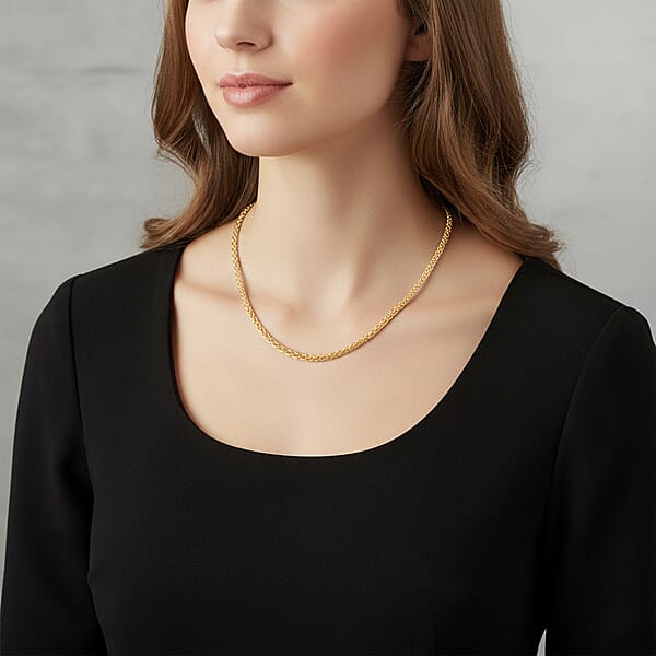 La Bella Italian Cristallino Chain Necklace In 14K Yellow Gold Over Sterling Silver 17.25 Grams 20 Inches