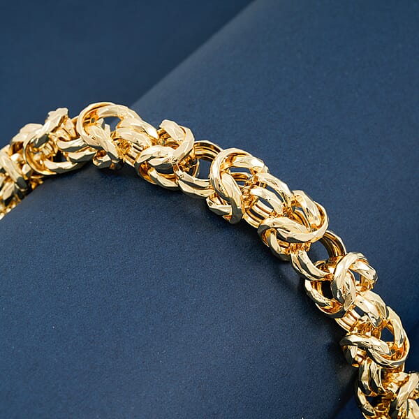 La Bella Italian Fancy Byzantine Chain Bracelet In 14K Yellow Gold Over Sterling Silver (8.00 In) 20.25 Grams
