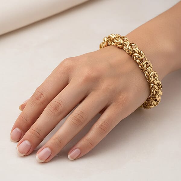 La Bella Italian Fancy Byzantine Chain Bracelet In 14K Yellow Gold Over Sterling Silver (8.00 In) 20.25 Grams