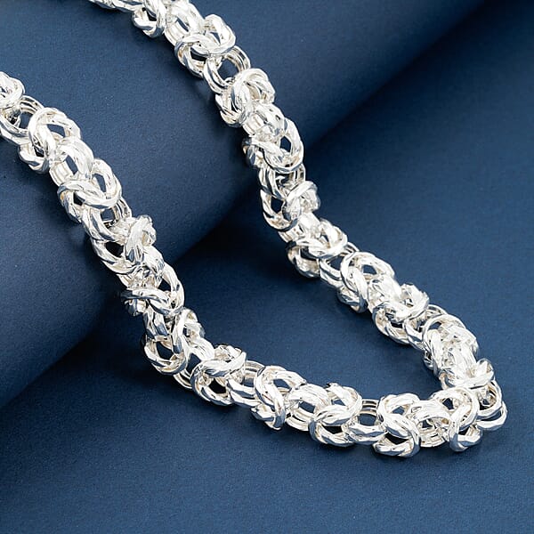La Bella Italian Fancy Byzantine Chain Necklace In Sterling Silver 53.9 Grams 22 Inches