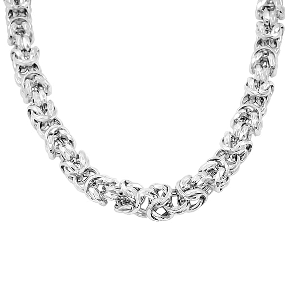 La Bella Italian Fancy Byzantine Chain Necklace In Sterling Silver 53.9 Grams 22 Inches
