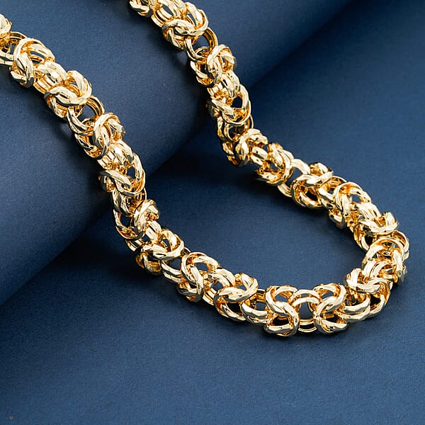 La Bella Italian Fancy Byzantine Chain Necklace In 14K Yellow Gold Over Sterling Silver 53.9 Grams 22 Inches