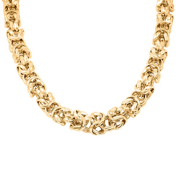 La Bella Italian Fancy Byzantine Chain Necklace In 14K Yellow Gold Over Sterling Silver 53.9 Grams 22 Inches