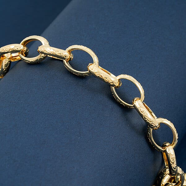 La Bella Italian Fancy Rolo Flower Chain Bracelet In 14K Yellow Gold Over Sterling Silver (7.50 In) 10.5 Grams