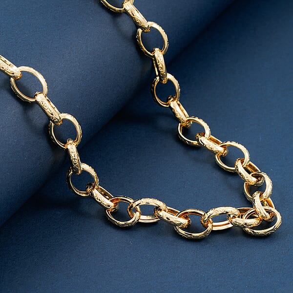 La Bella Italian Fancy Rolo Flower Chain Necklace In 14K Yellow Gold Over Sterling Silver 25.3 Grams 20 Inches