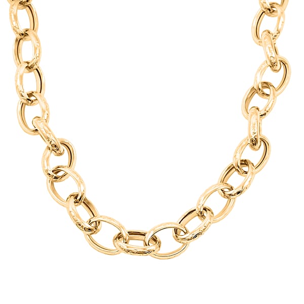 La Bella Italian Fancy Rolo Flower Chain Necklace In 14K Yellow Gold Over Sterling Silver 25.3 Grams 20 Inches