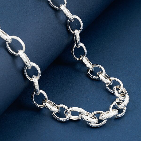 La Bella Italian Fancy Rolo Flower Chain Necklace In Sterling Silver 25.3 Grams 20 Inches
