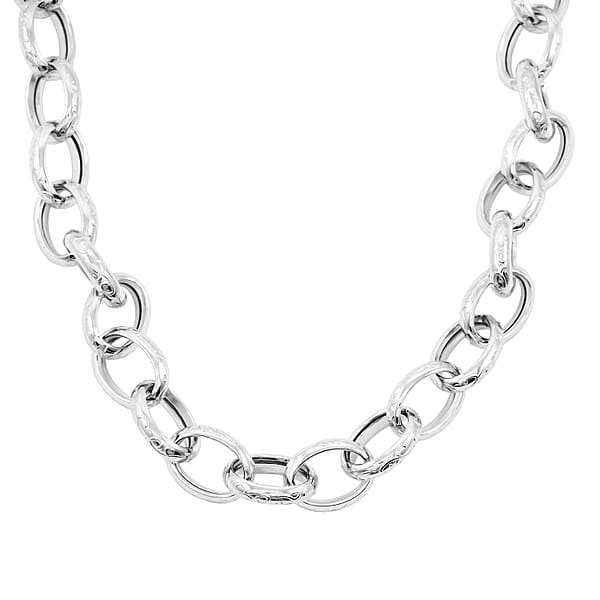 La Bella Italian Fancy Rolo Flower Chain Necklace In Sterling Silver 25.3 Grams 20 Inches