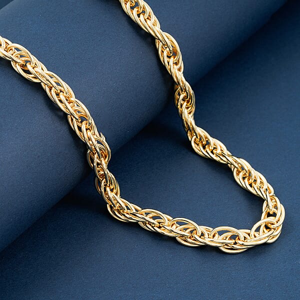 La Bella Italian Fancy Rope Chain Necklace In 14K Yellow Gold Over Sterling Silver 29.2 Grams 22 Inches