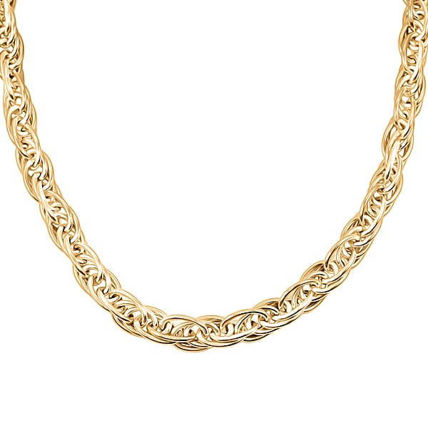 La Bella Italian Fancy Rope Chain Necklace In 14K Yellow Gold Over Sterling Silver 29.2 Grams 22 Inches