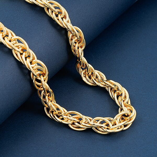 La Bella Italian Fancy Rope Chain Necklace In 14K Yellow Gold Over Sterling Silver 53.8 Grams 22 Inches