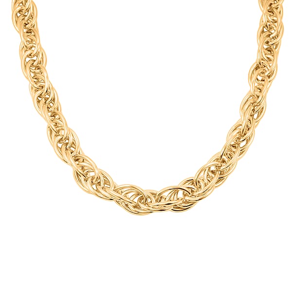 La Bella Italian Fancy Rope Chain Necklace In 14K Yellow Gold Over Sterling Silver 53.8 Grams 22 Inches