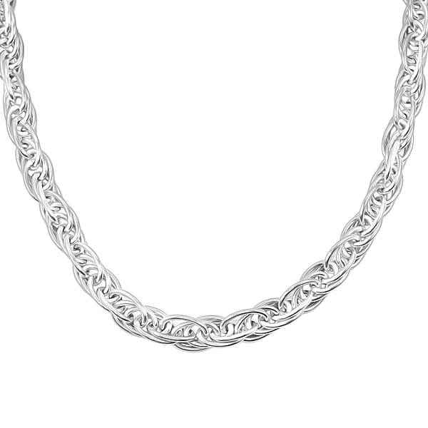 La Bella Italian Fancy Rope Chain Necklace In Sterling Silver 29.2 Grams 22 Inches