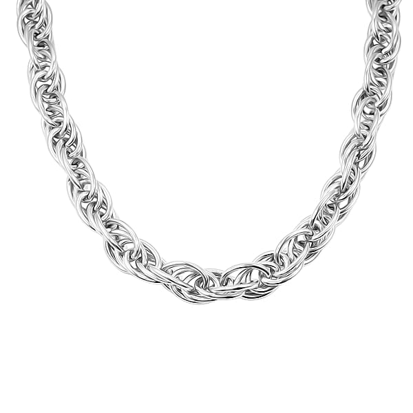 La Bella Italian Fancy Rope Chain Necklace In Sterling Silver 53.8 Grams 22 Inches
