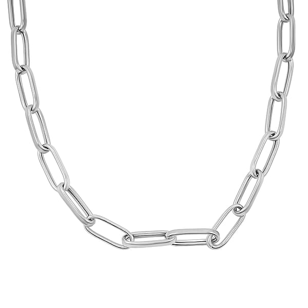 La Bella Italian Paper Clip Chain Necklace In Sterling Silver 18.2 Grams 20 Inches