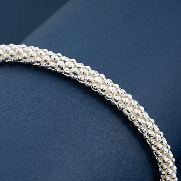 La Bella Italian Pop Corn Chain Bracelet In Sterling Silver (8.00 In) 10.25 Grams