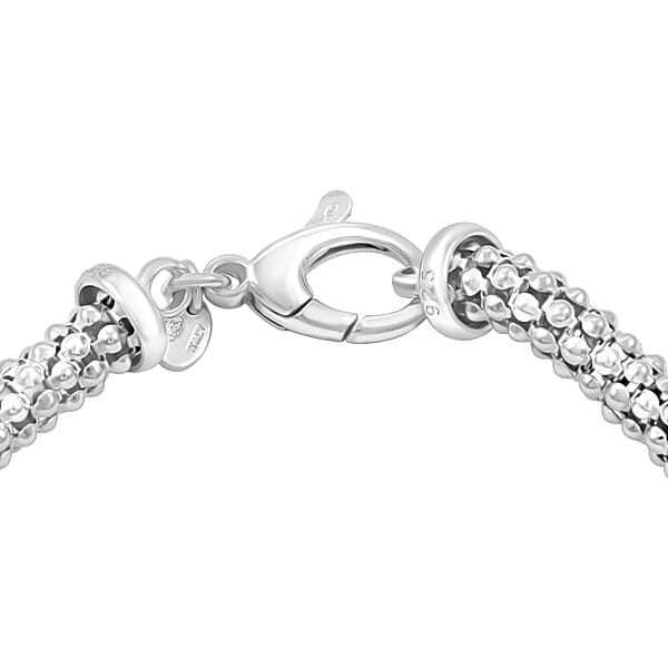 La Bella Italian Pop Corn Chain Bracelet In Sterling Silver (8.00 In) 10.25 Grams