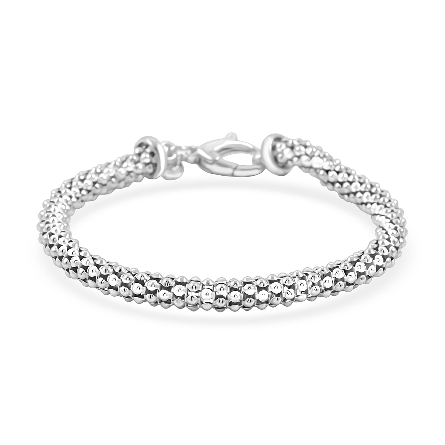 La Bella Italian Pop Corn Chain Bracelet in Sterling Silver (8.00 In) 10.25 Grams