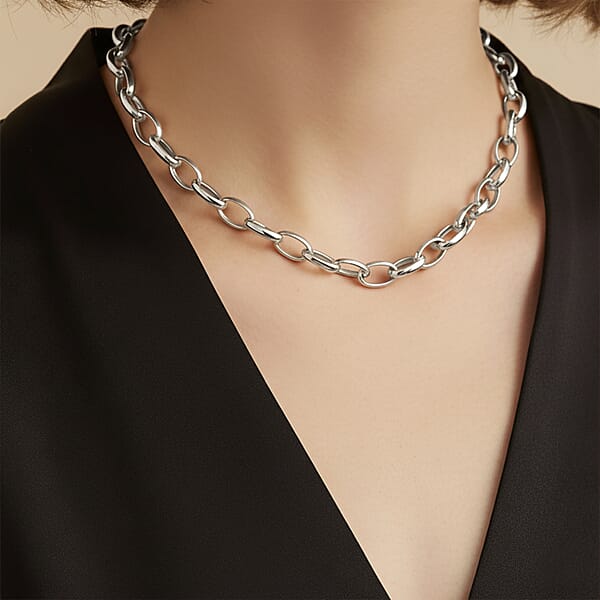 La Bella Italian Rolo Chain Necklace In Sterling Silver 9 Grams 20 Inches