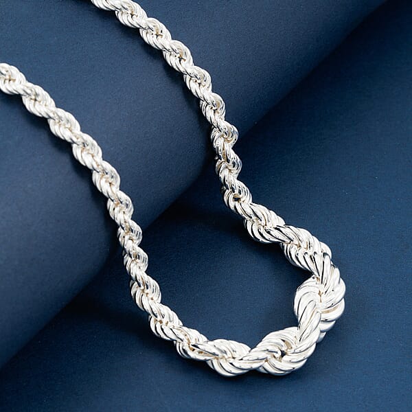 La Bella Italian Rope Chain Necklace In Sterling Silver 22.75 Grams 20 Inches