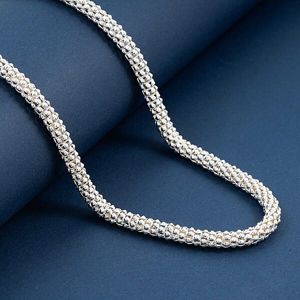 La Bella Italian Sterling Silver Popcorn Chain Necklace (22 Inches) (24 Grams)