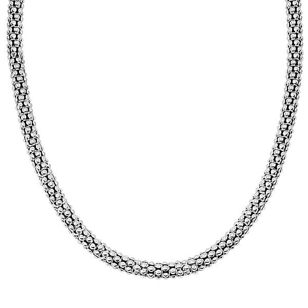 La Bella Italian Sterling Silver Popcorn Chain Necklace (22 Inches) (24 Grams)