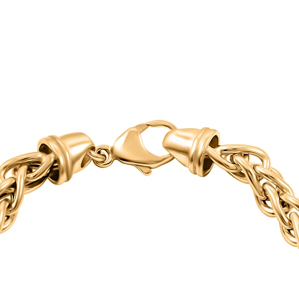 La Bella Italian Wheat Chain Bracelet In 14K Yellow Gold Over Sterling Silver (8.00 In) 14.75 Grams