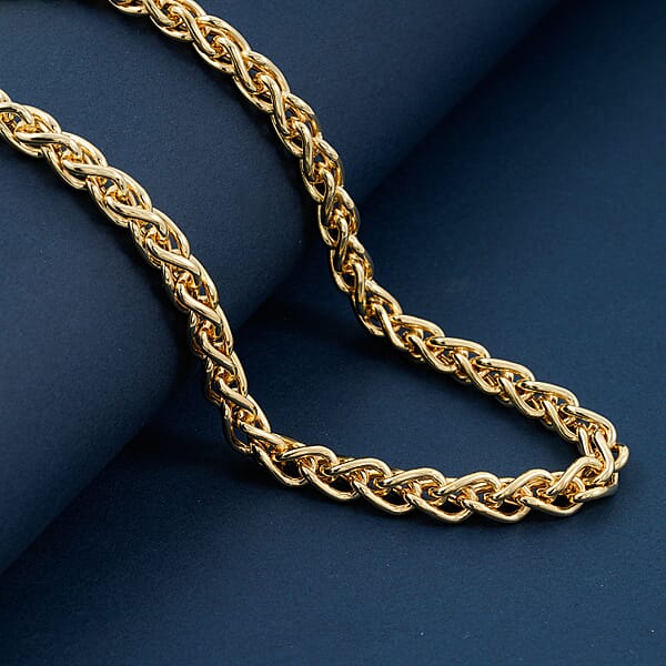 La Bella Italian Wheat Chain Necklace In 14K Yellow Gold Over Sterling Silver 32.5 Grams 20 Inches