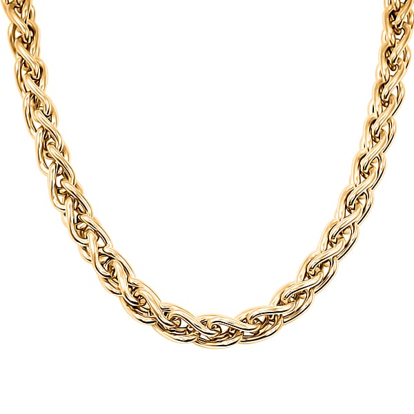 La Bella Italian Wheat Chain Necklace In 14K Yellow Gold Over Sterling Silver 32.5 Grams 20 Inches