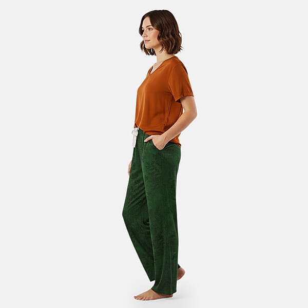 La Marey Green And Brown Casual Basic Tops And Flowy Wide Leg Pants - One Size Fits Most