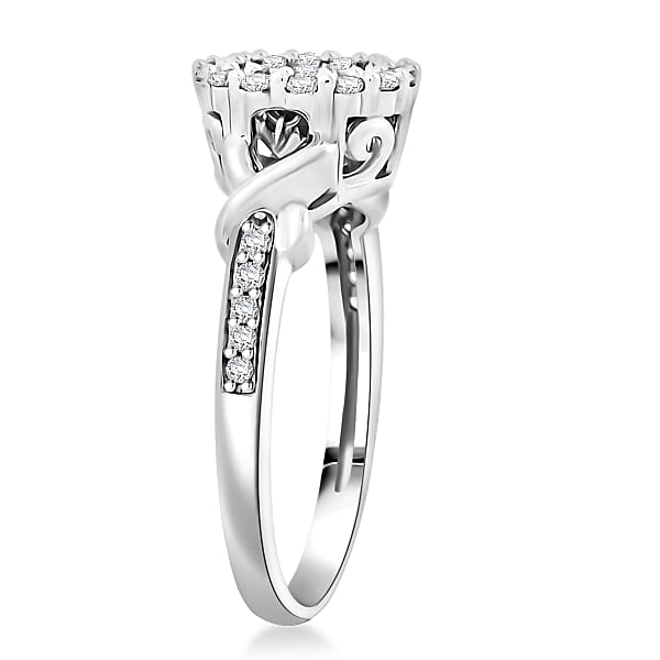 Lab Created Blue And White Sapphire Ring In Sterling Silver 1.00 Ctw